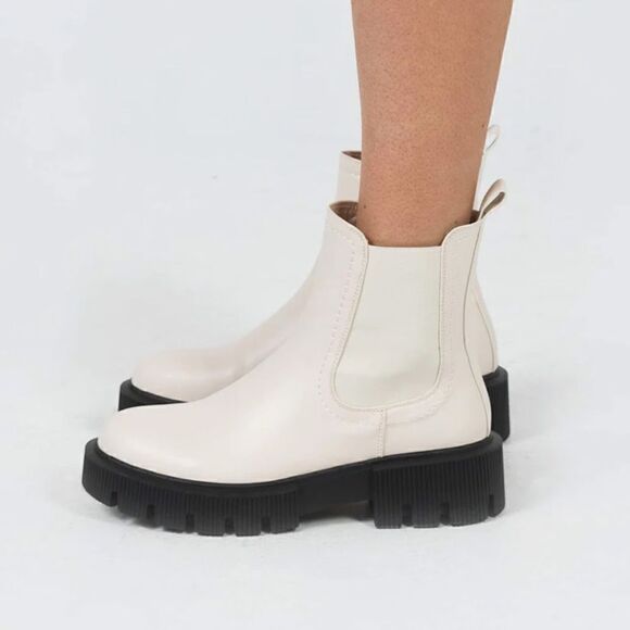 ZBY Lug Sole Ankle Boots Pull on Chunky Chelsea Combat Platform - Picture 1 of 11